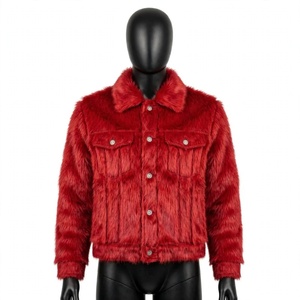 <b>Men</b> Faux Fur Windproof Slim <b>Trucker</b> <b>Jacket</b> Warm Plush Winter Coat Button Casual Streetwear Outerwear Custom Logo Wholesale - Product Image 2