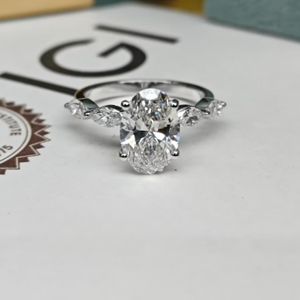 3.60 TCW Oval Lab Grown <b>Diamond</b> Three Stone Engagement <b>Ring</b> in 14K Gold IGI Certified Luxury Wedding Bridal Jewelry for Women - Product Image 1