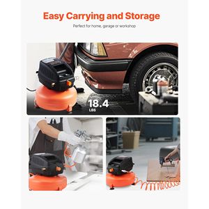 Compressore d'Aria Portatile da 3 Galloni 1/3HP Senza Olio con Pressione Massima di Lavoro di 100PSI e 0.54CFM a 90PSI - Product Image 5