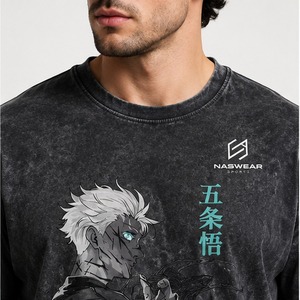 Camiseta Acid Wash para Hombre, Alta Calidad, 250 GSM, Corte Holgado, Estampado Vintage Lavado, Ropa con Acabado Acid Wash, Venta al Por Mayor, Logotipo Personalizado - Product Image 6
