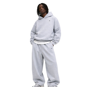 Conjuntos de Sudadera con Capucha Oversize Grises Unisex Personalizados, Pantalones de Chándal de Forro Polar, Ropa Deportiva Casual Urbana, Proveedor OEM ODM - Product Image 2
