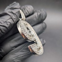 Colgante de Moissanita VVS con Número, Plata 925, Amuleto de la Suerte con 9 Letras Totalmente Personalizables, Grabado de Texto, Colgante Hip Hop, Regalo