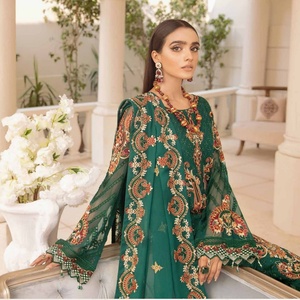 Vestido de gasa bordado pesado de 3 piezas con estilo de lujo, colección de Chevron de volumen paquistaní indio, traje de fiesta largo para ropa de fiesta - Product Image 4