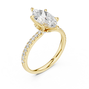 Anillo de compromiso de oro amarillo con diamante ovalado cultivado en laboratorio, diseño retorcido, pavé y solitario, para boda - Product Image 3