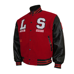 2027 Winter <b>Men</b> Women Cropped Varsity <b>Jacket</b> Oversized Short <b>Velvet</b> Body PU Artificial Leather Sleeves Streetwear Bomber Coat - Product Image 2