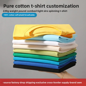 T-shirt pour homme en coton 100% 220g, couleur unie, col rond, manches courtes, coupe classique, respirant, jersey tricoté, tee-shirt uni décontracté - Product Image 3