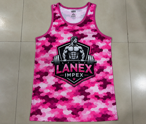Custom Men's Pink Camo Gym Tank Top Sublimation Fitness Stringer Vest Bodybuilding Sleeveless Workout Training Sports Apparel - Product Image 6