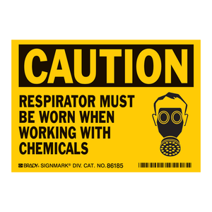 Étiquettes d'avertissement pour respirateurs de manipulation de produits chimiques Brady Danger, durables et autocollantes pour les laboratoires et les usines - Product Image 2
