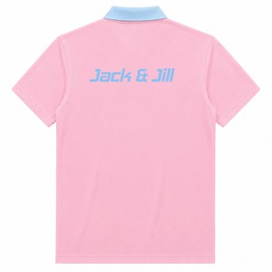 เสื้อโปโลแบบมีรูระบายอากาศลายแจ็คแอนด์จิลออฟอเมริกา พร้อมโลโก้ปักด้านหน้า สีฟ้าชมพู แขนสั้นลำลองสำหรับผู้หญิง - Product Image 3