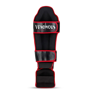 Espinilleras Venomous Personalizadas Rojas para MMA, Muay Thai, Kickboxing, Sparring, Entrenamiento, Protección Profesional, Ligeras, de Cuero PU - Product Image 2