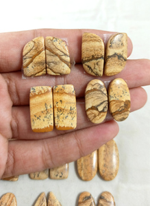Picture Jasper Natural Cabochon Pair Gemstone with Unique Patterns for <b>Earrings</b> Rings and Premium Handmade Jewelry - Product Image 4