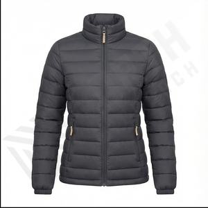 Logo personnalisé Parkas d'hiver pour femmes Manteau en laine épaisse ajustée pour dames avec fermeture éclair Grande taille Vestes décontractées Couleur unie Bouffant chaud - Product Image 2