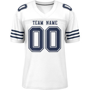 Camiseta de Fútbol Americano para Hombre, Blanca y Negra, 100% Algodón, Cuello Alto, Manga Corta, Malla Transpirable, Corte Regular, Personalizable con Nombre de Equipo - Product Image 2