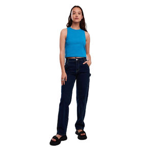 Débardeur court côtelé en coton pour femme, prix usine, personnalisable, col rond, style décontracté, vêtement d'été pour femmes - Product Image 5