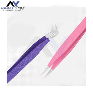 Pinzas para Pestañas con Agarre, Pinzas Rectas de Acero Inoxidable para Extensión de Pestañas, Uso Personal de Belleza, Juego de 2 Piezas en Rosa y Morado - Product Image 2