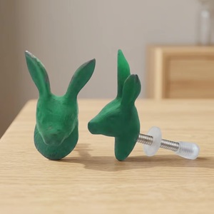 Poignée de meuble en fonte en forme de lapin vert, contemporaine, pour tiroirs de cuisine et de salon, décoration de meubles, installation facile - Product Image 4