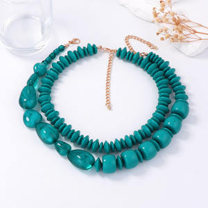 สร้อยคอลูกปัดเรซินโลหะผสมสังกะสีสีสันสดใส เครื่องประดับสไตล์วินเทจ น้ำหนักเบา สวมใส่สบาย เหมาะสำหรับใส่ในชีวิตประจำวัน ของขวัญสุดเก๋ - Product Image 1