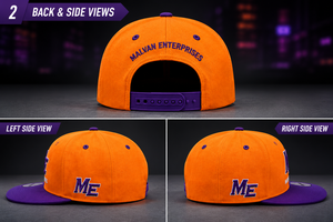 Malvan Enterprises Orange <b>Purple</b> Snapback Cap 6-Panel Adjustable Unisex Casual Embroidered Letter Logo One Size Fits Most - Product Image 2