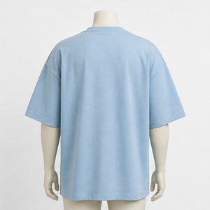 Camiseta de Manga Corta con Cuello Redondo Extra Grande para Hombre, Estampado Floral Azul Claro, Estilo Casual - Product Image 2