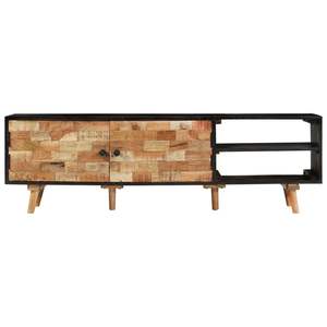 Meuble TV en bois de manguier brut naturel et noir avec bois d'acacia massif, élégant et durable - Product Image 2
