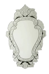 Elegante Espejo de Cristal Veneciano con Grabados Florales Ornamentales, Bordes Biselados y un Encanto Vintage Sofisticado - Product Image 1