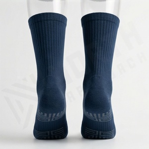 Crew <b>Socks</b> Solid Navy Blue 100% Cotton Breathable Knitted Regular Fit Adult Casual Daily Wear Autumn Season - Product Image 2