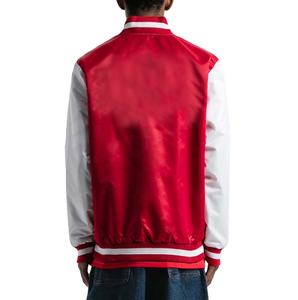 แจ็กเก็ตเบสบอลผ้าซาตินสำหรับผู้ชายเสื้อแจ็คเก็ตเบสบอลมีปกคอจีนมีกระดุมด้านหน้าออกแบบได้ตามต้องการ - Product Image 2