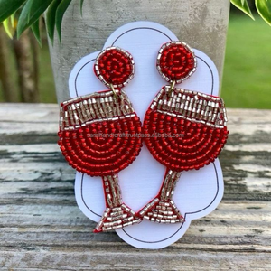 Pendientes de cuentas de semillas con diseño de estrella moderno, pendientes de gota de moda en capas con bordado personalizado - Product Image 4