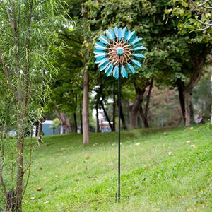Solar Blue <b>Leaf</b> Stake Wind Spinner Garden Solar <b>Lights</b> with Wind Sensor & Durable Material - Product Image 5