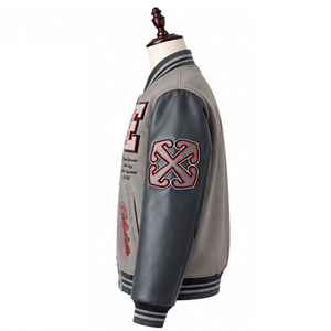 Fabricantes de Ropa Personalizada, Chaqueta Varsity de Béisbol con Mangas de Cuero y Bordado Chenille para Hombre, Precio Económico - Product Image 2