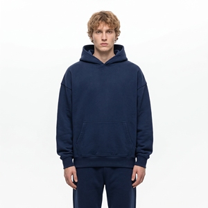 Sudadera con Capucha Extra Grande para Hombre, Verde Sólido, Felpa de Algodón, Informal, para Otoño, con Bolsillos, Corte Regular - Product Image 5