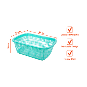 Cesta de Almacenamiento de Plástico PP Resistente, Organizador de Rejilla Abierta, Contenedor Apilable Portátil para Baño, Cocina y Lavandería - Product Image 2