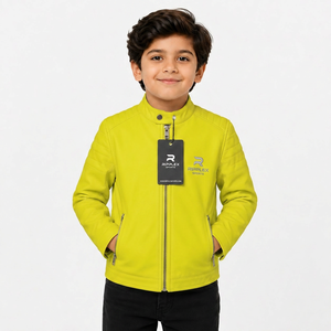 Modern kids leather <b>jacket</b> with soft inner lining durable construction and comfortable fit for every season and daily wear - Product Image 1