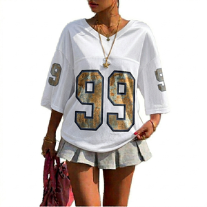 Camiseta de Fútbol de Malla con Cuello en V Personalizada de Alta Calidad para Hombre, Camiseta Deportiva de Manga Corta, Estilo Urbano, Deportivo, Casual - Product Image 5