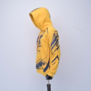Sweat-shirt à capuche pour homme KEX, imprimé jaune et bleu, streetwear, coupe classique, design tendance avec poche, respirant, en polaire polyester, pour l'automne - Product Image 6