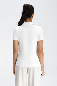 Chemise à manches courtes pour femme SOSH4, bleu clair uni, séchage rapide, polyester respirant, vêtements de sport d'extérieur, haut de golf - Product Image 4