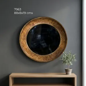 Wooden Round <b>Mirror</b> Frame Rustic Natural Wood <b>Wall</b> Mounted Decorative <b>Mirror</b> <b>for</b> Bedroom <b>Bathroom</b> Living Room - Product Image 5