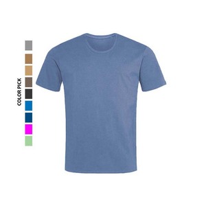 เสื้อยืดคอกลมแขนสั้นผ้าฝ้ายสีพื้นสำหรับผู้ชาย สีเขียว - Product Image 4
