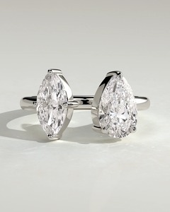 Anillo de compromiso Velentora Marquise y Pear Toi et Moi con diamantes cultivados en laboratorio, certificado por IGI - Product Image 1
