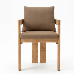 Fauteuil de salle à manger en teck massif, vente en gros directe usine Indonésie, chaise en bois personnalisée pour l'hôtellerie et l'extérieur avec coussin imperméable - Product Image 1