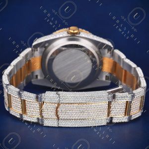Montre mécanique personnalisée, diamant moissanite taille ronde, acier inoxydable, analogique, automatique, artisanale, bijoux sertis de pierres - Product Image 3