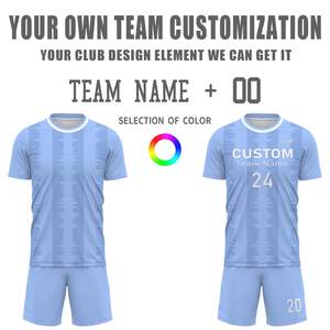 Ensemble de maillot de football respirant, léger et à séchage rapide, col rond, manches courtes, 100% polyester, motif uni, logo personnalisé sur le devant, pour équipe - Product Image 6