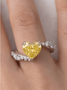 Anillo de compromiso solitario con diamante amarillo de corte corazón, cultivado en laboratorio, para mujer, joyería nupcial, regalo de aniversario. - Product Image 2