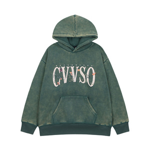 Sudaderas con capucha unisex de felpa francesa gruesa, personalizadas con estampado DTG completo, con cremallera, lavado ácido, estilo corto para hombre - Product Image 4