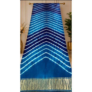 Tela Multicolor de Seda Gajji Lehriya con Patrón Chevron Tie Dye para Vestidos de Fiesta y Bodas - Product Image 1