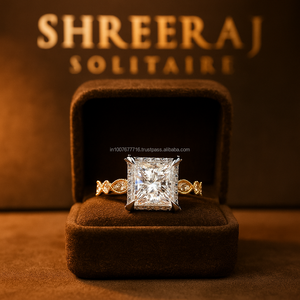 Anillo de Compromiso y Matrimonio de Oro Sólido de 14 Quilates con Moissanita de Corte Princesa de 2 Quilates, Joyería Fina de Alta Calidad con Certificación IGI - Product Image 3