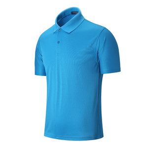 Men's Blue Short Sleeve Polo Shirt Quick Dry Knitted Solid Color Casual Style - Product Image 1