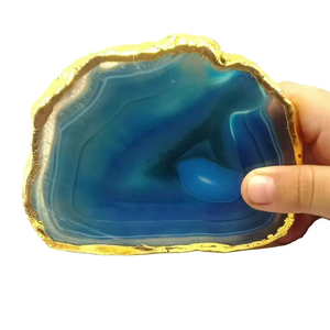Posavasos de ágata de ónix azul de alta calidad en oferta, posavasos cuadrado de piedra de cristal para bebidas con soporte para café para el hogar - Product Image 6