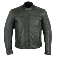 Blouson de moto en cuir pour homme, en toile, chaud, coupe-vent, respirant, pour motocross, avec protection, col montant, logo frontal
