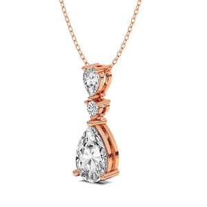 จี้เพชรทรงหยดน้ำสีโรสโกลด์ 10k/14k สวยงาม ดีไซน์พระจันทร์เสี้ยว พร้อมใบรับรอง IGI เหมาะสำหรับผู้หญิงและเด็กผู้หญิง - Product Image 6